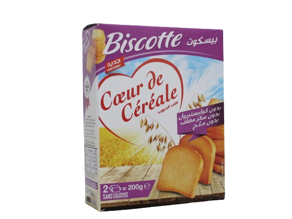 BISCOTTE cœur de céréale sans ( cholestérol-sucre-sel) sel 200 g