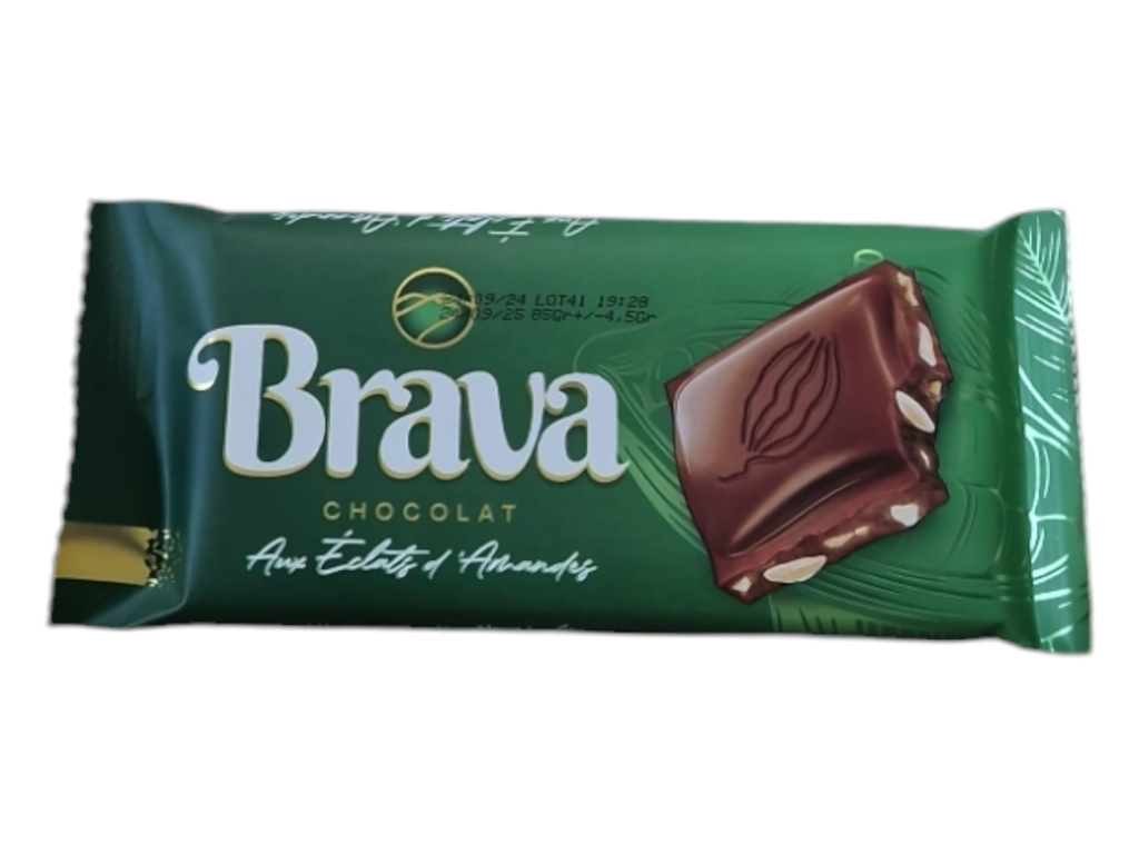BRAVA chocolat aux eclats d'amandes 85g