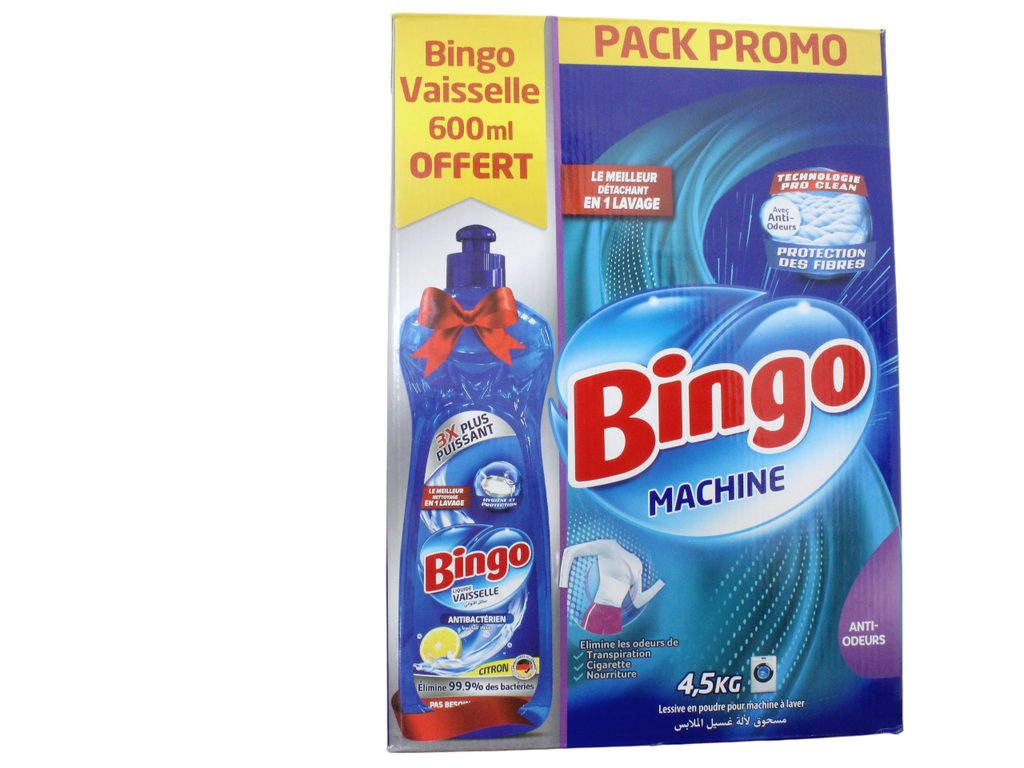 BINGO machine pack promo 4.5kg+1liquide visselle