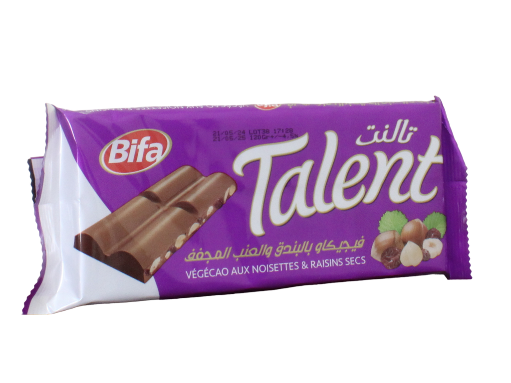 TALENT chocolat au noisette & raisins 120g