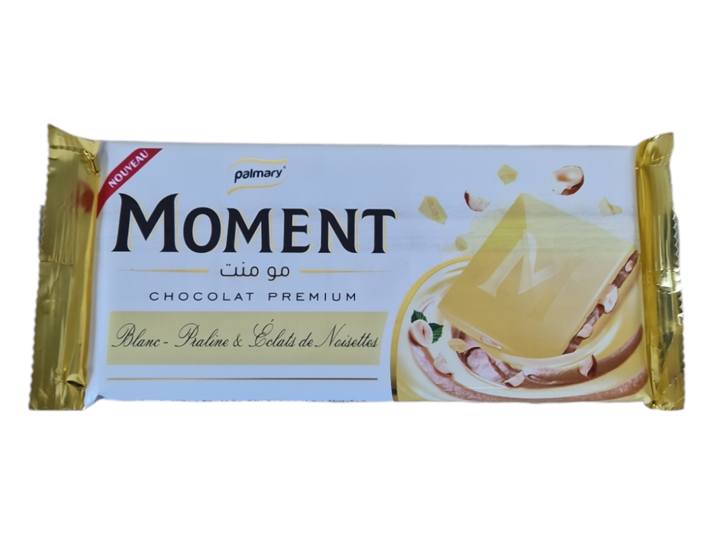 MOMENT chocolat blanc platine éclats de Nois 95g