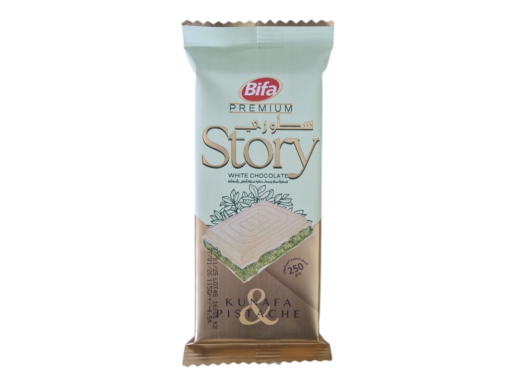 STORY chocolat blanc fourré pistache & cunafa 115g