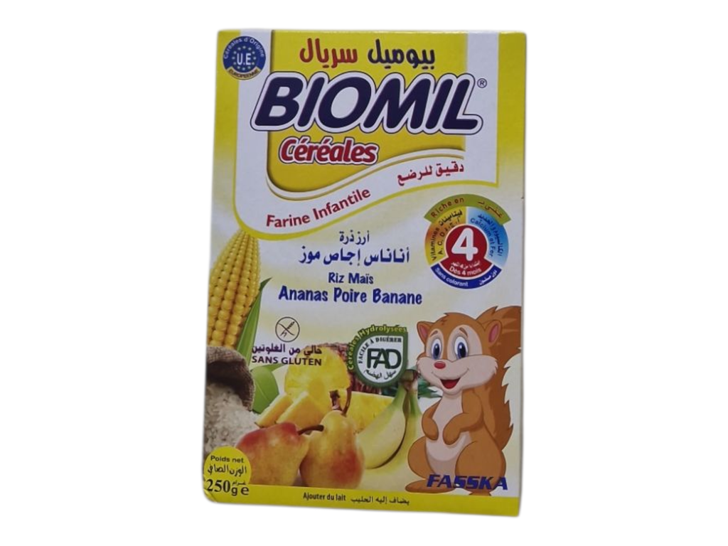 BIOMIL farine infantile riz mais ananas banane 250g