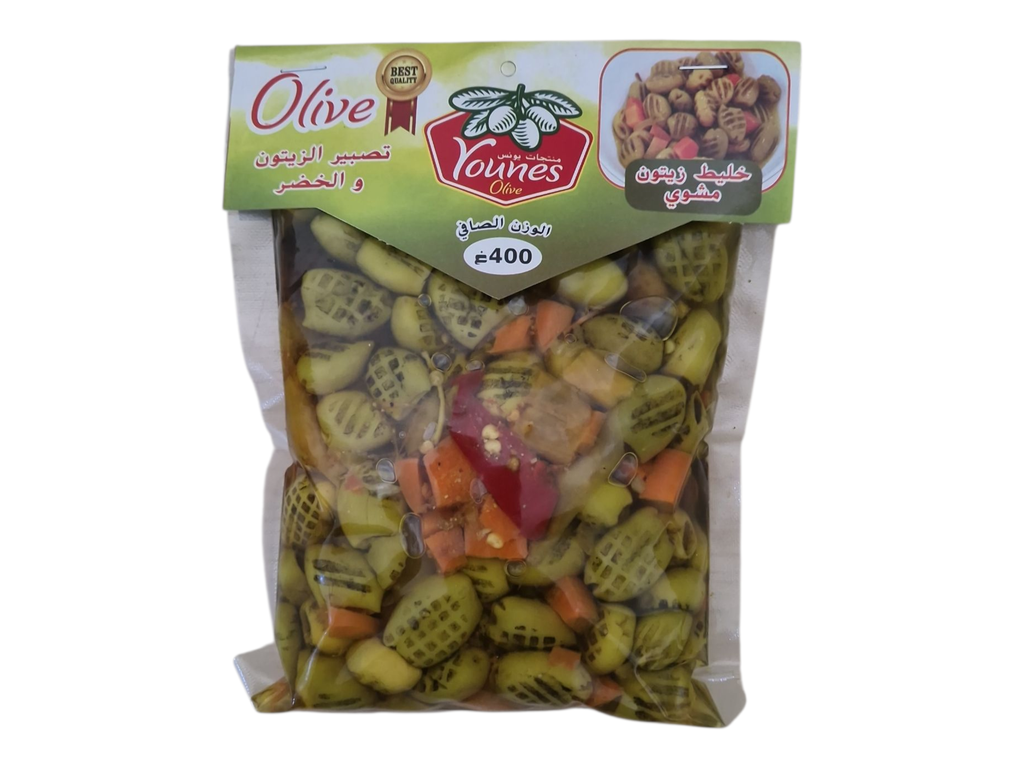 YOUNES mélange d'olives piquante vert 400g