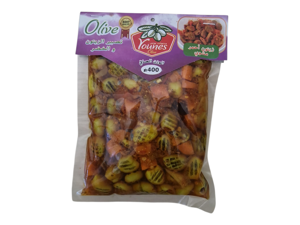 YOUNES mélange d'olives piquante rouge 400g