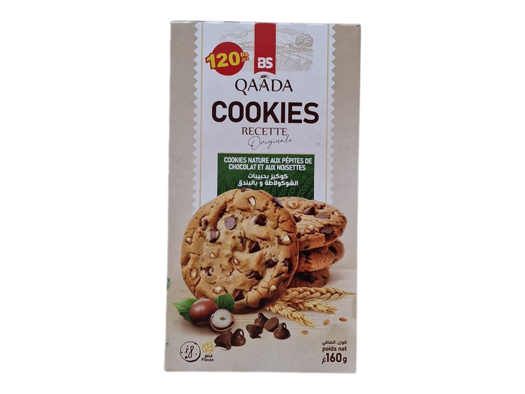 QAADA cookies biscuit aux pépite de chocolat et noisette 160g