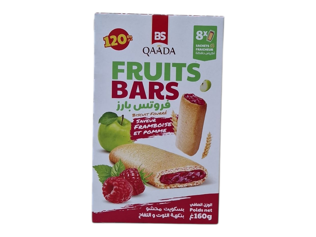 QAADA biscuit fruit bars framboise et pomme 160g
