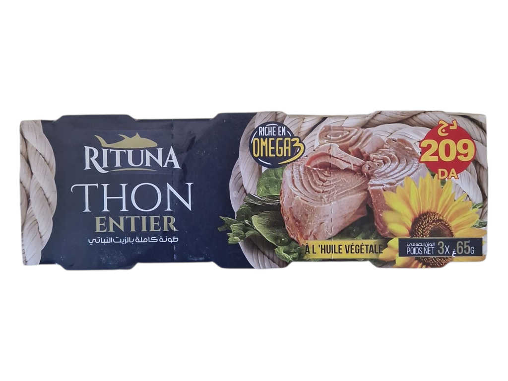 RITUNA thon entier a l'huile végétale 65g*3